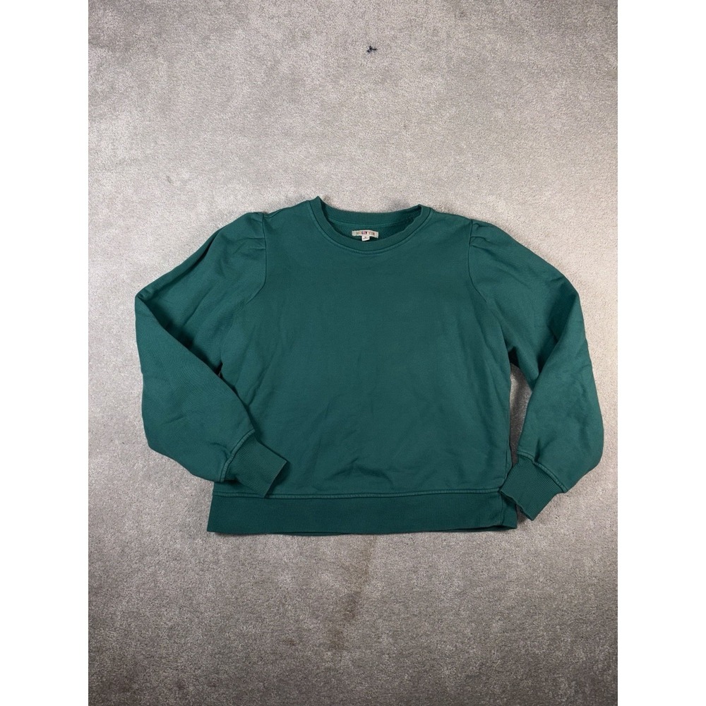 molly yeh green crew neck puff sleeve‎ sweatshirt m